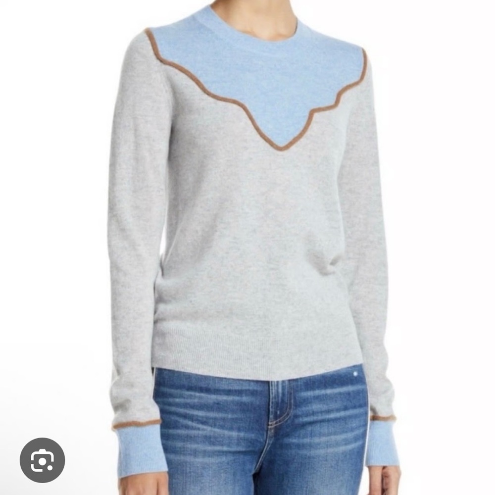 Veronica Beard Atty Crewneck Colorblock Cashmere Pullover Sweater